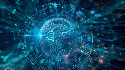 Fototapeta premium Digital Brain Network Abstract