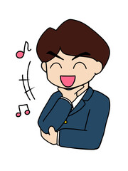 笑顔ではにかむ七三分けの会社員　カラー（Affinity Designer版）
