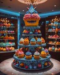 Many monster type cupcakes.