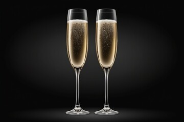 Two champagne glasses with fireworks celebrating New Year