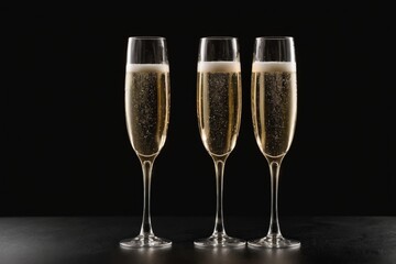 Celebration with champagne glasses surrounded by dark background