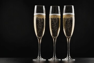 Celebration with champagne glasses surrounded by dark background
