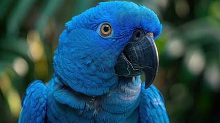 Vibrant Hyacinth Macaw Perched on a Branch in the Jungle