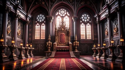 Fototapeta premium majestic throne Room, Golden royal throne,king throne illustration.4k resolution