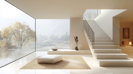 Elegant modern staircase a sleek design glass railings and minimalist dcor