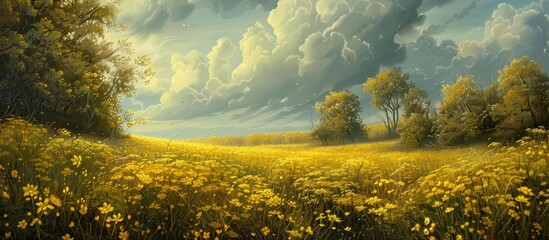 A Field Of Yellow Flowers From Blooming Tall Tickseed Plants