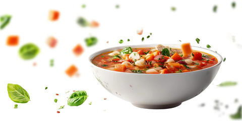 Colorful Vegetable Soup with Fresh Herbs and Seasonings