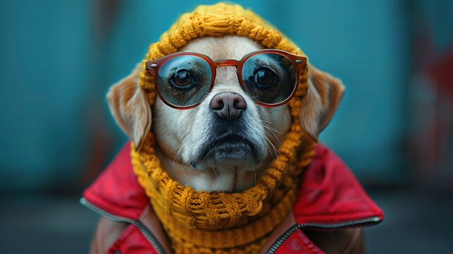 Quirky Canine in Spectacles: Vector Portrait of a Humorous Dog