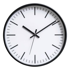 wall clock isolated on transparent white background, clipping path