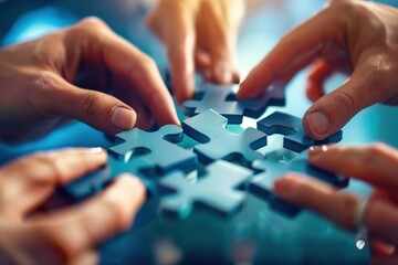 A group of people are working together to solve a puzzle, generative ai image