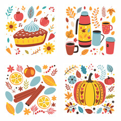 Cozy Autumn Vibes: Seasonal Elements in Warm Colors Symbolizing Fall Comfort