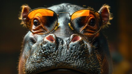 Quirky Hippo in Cool Shades - A Fun Portrait