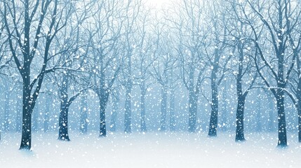 Fototapeta premium Snowy Forest Winter Landscape Blue and White Trees