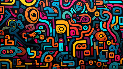 Playful and Funny Cartoon Faces Abstract Background