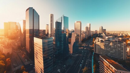 Obraz premium 夜明けの摩天楼5