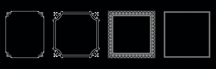Set of decorative frames Elegant vector element for design in Eastern style, place for text. Floral black and white borders. Lace illustration for invitations and greeting cards.
