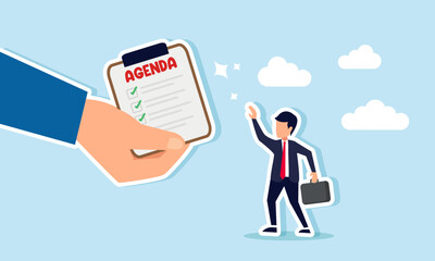 A businessman assigned tasks by his personal assistant, Illustration concept of Structured tasks, efficiency, and effectiveness in work