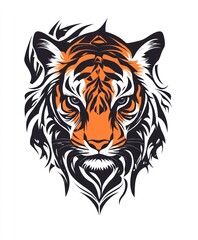 Obraz premium A stylized illustration of a tiger's head with intricate details and vibrant colors.