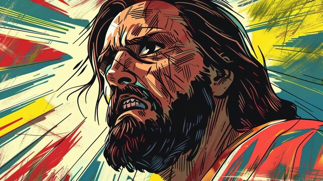 Jesus parables illustrated in a modern comic book style vibrant colors
