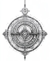 Obraz premium Intricate compass design with detailed patterns and ornamental elements.