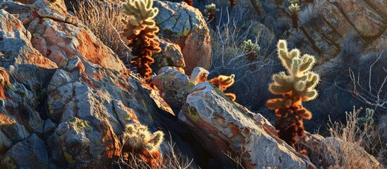 Fototapeta premium Cholla Cactus In The Rocks