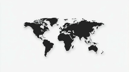 A black and white world map with the continents of Africa, Europe, and America