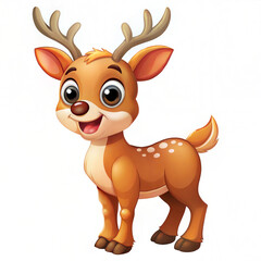 Cheerful cartoon reindeer character with a friendly smile on a white background