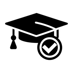 Scholarship cap with checkmark icon and vector illustration design