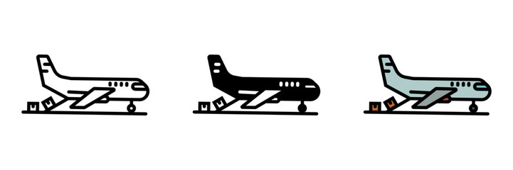 Cargo Plane Icon, A large aircraft designed for transporting heavy goods, equipment, or troops, providing logistical support for military operations.