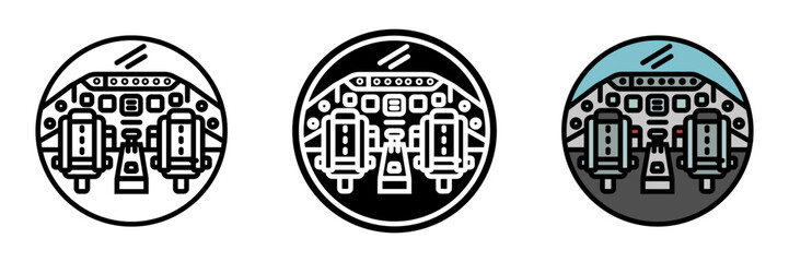 Cockpit Icon, the control area of an aircraft where the pilot and co-pilot operate navigation, communication, and flight control instruments.