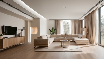 simple living room with clean lines and neutral color