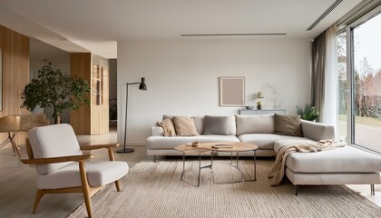 simple living room with clean lines and neutral color