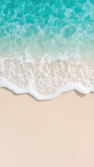 Aerial View of a Pristine Sandy Beach with Turquoise Water, Capturing the Serene Beauty of a Coastal Paradise