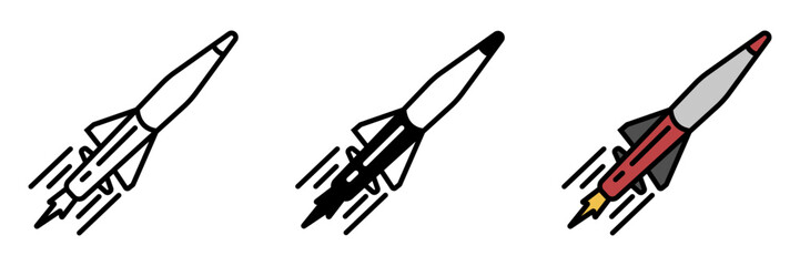 Missile: Icon, A guided projectile weapon launched from aircraft, ships, or ground platforms, designed for precision strikes on specific targets.