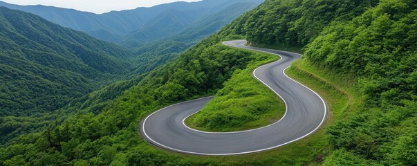 Fototapeta premium Braking techniques for sharp turns during touge racing on mountain roads