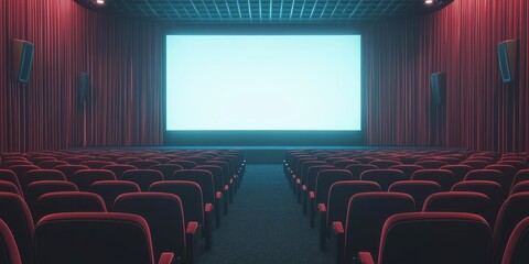 Fototapeta premium Empty Movie Theater Seats with Blank Screen