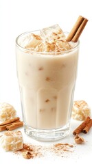 Iced Cinnamon Drink with Ice Cubes and Cinnamon Sticks