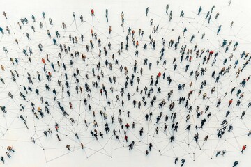 Simple people shapes connected by lines created with Generative AI