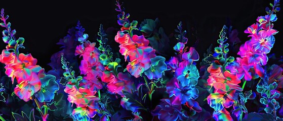 Neon Dreams:  Vibrant Floral Fantasia