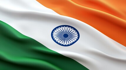 A flag of India with a blue circle in the middle
