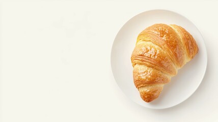 A croissant is on a white plate