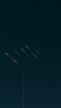 Tv antenna and night sky, professional time lapse, no flicker.