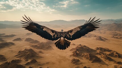 Obraz premium Eagle Soaring Over a Desert Landscape