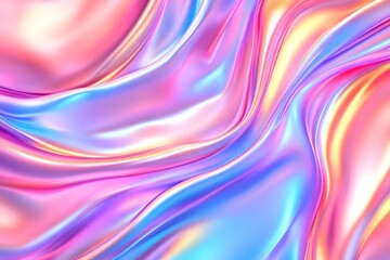 Obraz premium Mesmerizing Fluid Gradient Waves of Vibrant Holographic Hues Flowing in Mesmerizing Motion