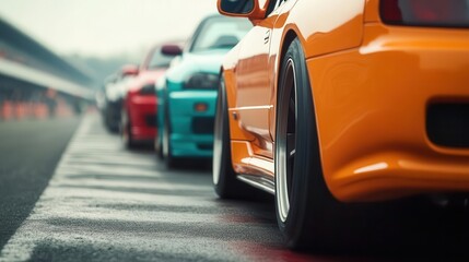 Fototapeta premium Car meets focused on high-speed touge racing