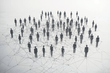 Naklejka premium Simple people shapes connected by lines created with Generative AI