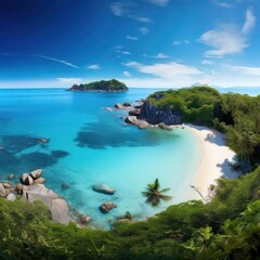 the AI Image Generator, shot reveals tranquil summer landscape,