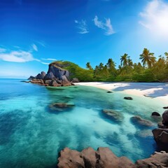 Fototapeta premium the AI Image Generator, shot reveals tranquil summer landscape,