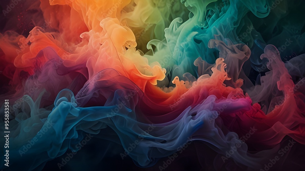 Wall mural colorful smoky background generative ai