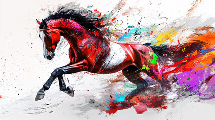 puissant and agressive horse running, poectic inspiration, ultrarealistic